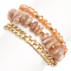 Dark Peach Agate & Leather Bracelet