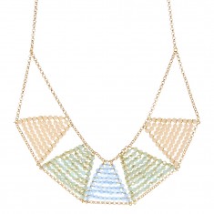 Pink Crystal & Goldtone Triangle Statement Necklace
