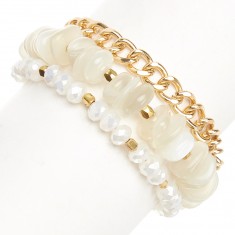White Agate & Leather Bracelet