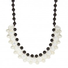 White Crystal & Faux Pearl Statement Necklace