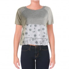 Gray Floral Print Crop Top