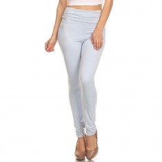 Light Blue Fold-Over High-Waisted Leggings