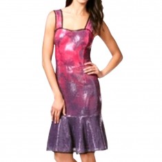 Purple Peplum Hem Sequins Pencil Dress