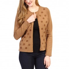 Camel Polka Dot Button-Up Cardigan