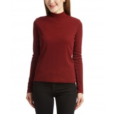 New Berry Wool-Blend Mock Neck Top