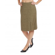 Olive Wool-Blend A-Line Skirt