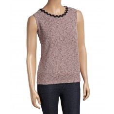 Pink & Black Boucle Sleeveless Top