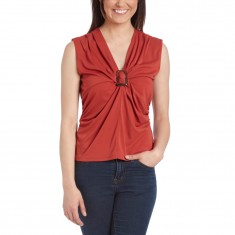 Russet Buckle V-Neck Tank Top