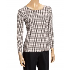White & Brown Honeycomb Boatneck Top