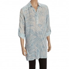 Blue Abstract Button-Up Tunic