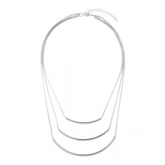 Silvertone Curve-Bar Bib Necklace
