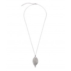 Silvertone Filigree Leaf Pendant Necklace