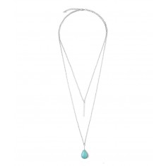 Turquoise & Silvertone Teardrop Layer Necklace