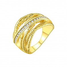 Cubic Zirconia & Gold Twist-Lining Ring