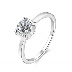Cubic Zirconia & White Gold Solitaire Ring