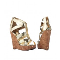 Gold Strappy Wedge Platform Sandal