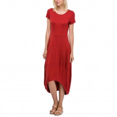 Rust Bubble-Hem Hi-Low Dress 