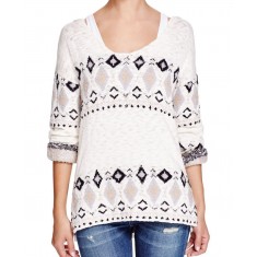 White Hooded V-Neck Sweater