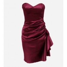 Side Pleated Strapless Padded Party Dress