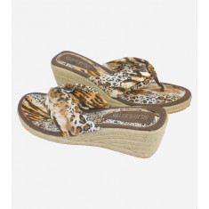Animal Print Fabric Wedge Sandal