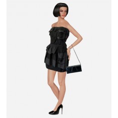 Silk Layers Little Black Strapless Dress
