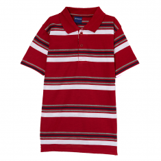 Burgundy & White Stripe Polo