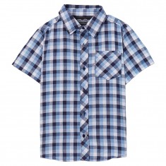 Light Blue & White Plaid Button - Up