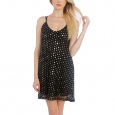 Black & Light Gold Sequin Dress