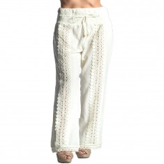 White Embroidered Lounge Pants