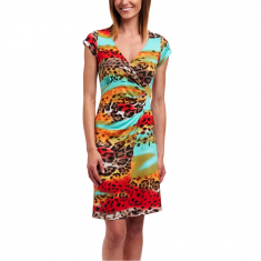 Red Animal Surplice Dress 