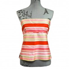 Multicolor Striped Silk Tube Tank Top