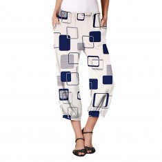 Blue & White Squares Harem Pants