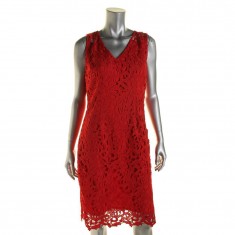Red Lace V-Neck Dress 