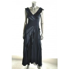 Blue Silk Tiered Dress