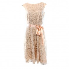 Pink Shimmer Floral-Lace Sheath Dress 
