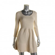 Ivory Knit Fit & Flare Sweaterdress