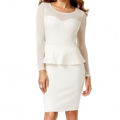 White Sheer Peplum Dress 