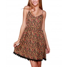 Multicolor Floral Lace-Trim Strapless Dress