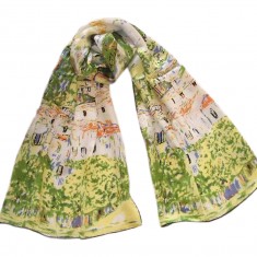 Art Oblong 100% Silk Scarf Klimt's "Church in Cassone"