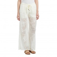 Cream Crocheted Drawstring Lounge Pants