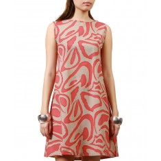 Beige & Pink Abstract Shift Dress