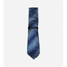 Blue & Grey Skinny Silk Neck tie