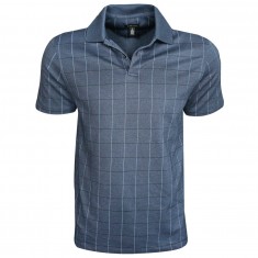 Men’s Blue Printed Windowpane Polo Shirt