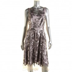 Purple Sequins Illusion Sleeveless Dress