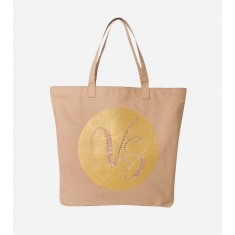 Beige  "VS" Monogram Beach Tote