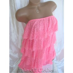 Pink Ruffle Halter Blouse Cover up