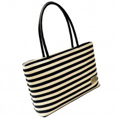Black & White Striped Tote Handbag