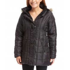 Black Toggle Puffer Coat