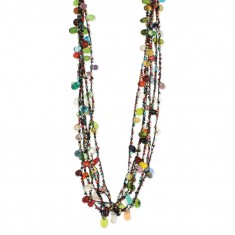 Black & Blue Beaded Deco Multistrand Necklace