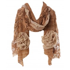 Brown Ruffle-Accent Scarf